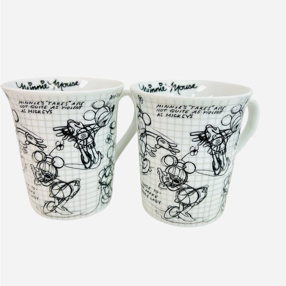 Tracey Porter Coffee Tea Mugs Disney Sketch Book Minnie Mouse Set of 2 - Picture 3 of 9